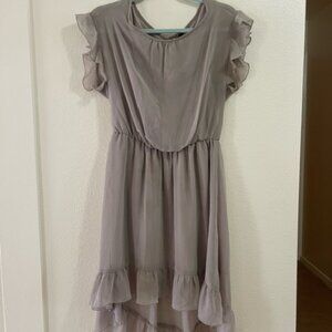 Peppermint brand gray chiffon dress, high-low skirt, size M